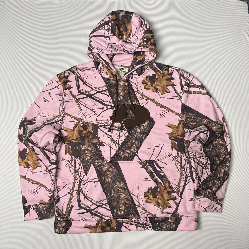 Mossy Oak Hoodie Mens XL Pink Camo Fleece Pullover Hunting Kangaroo Pocket